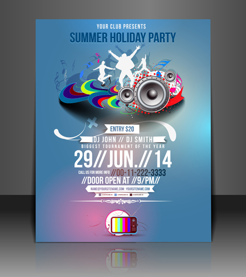 Abstract Summer Party Flyers design vector 03