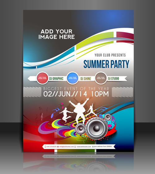 Abstract Summer Party Flyers design vector 04