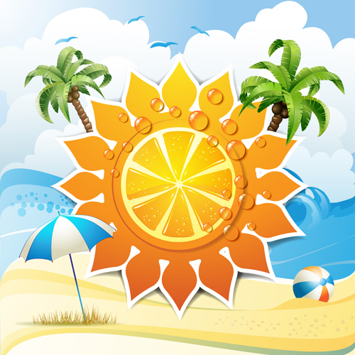 Summer Sunny vector backgrounds 02
