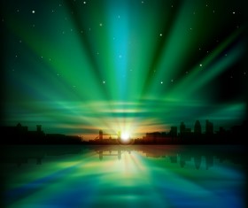 Sunset Landscapes background vector 03