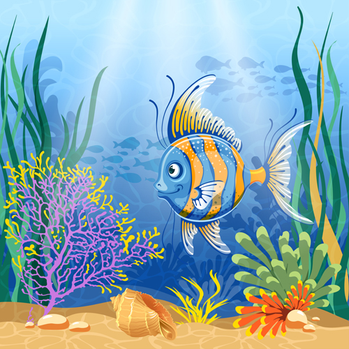 Sea Or Ocean Underwater Life With Different Animals Hand Drawn Illustration  Converted To Vector Stock Illustration - Download Image Now - iStock