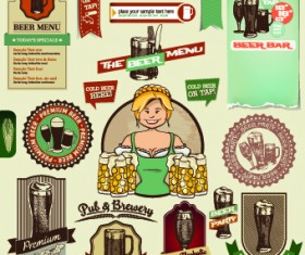 Vintage beer labels and stickers vector 02