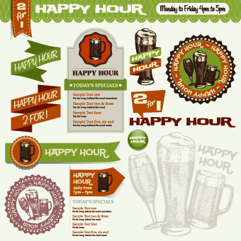 Vintage beer labels and stickers vector 03