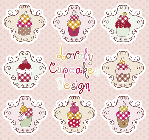 Delicious Cupcakes design elements vector 01