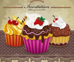 Delicious Cupcakes design elements vector 02