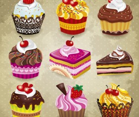 Delicious Cupcakes design elements vector 05