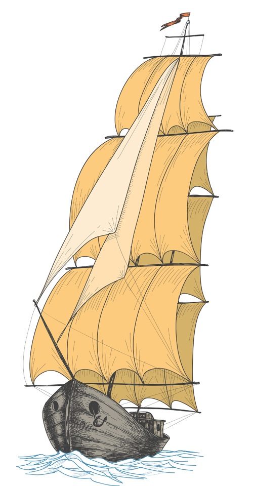 Hand drawn sailboat vector 01