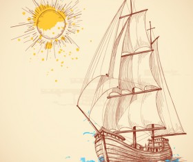 Hand drawn sailboat vector 02