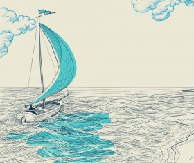 Hand drawn sailboat vector 03