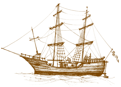 Hand drawn sailboat vector 04