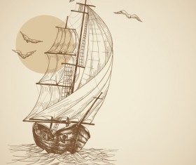 Hand drawn sailboat vector 05