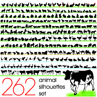 Silhouettes of animals design vector 01
