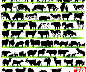 Silhouettes of animals design vector 02
