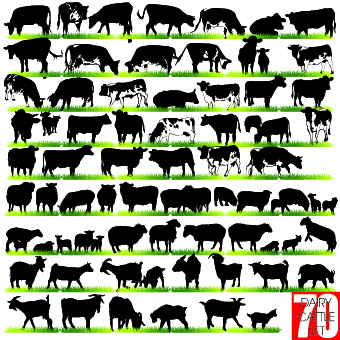 Silhouettes of animals design vector 02