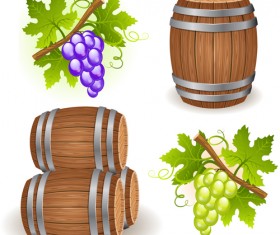 Wine barrels vector 02