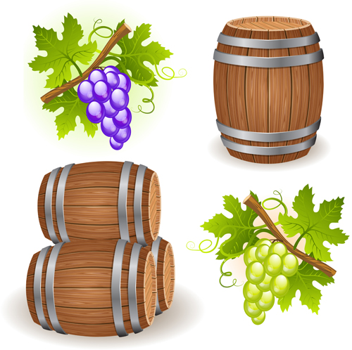 Wine barrels vector 02