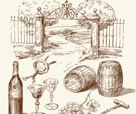 Wine barrels vector 04