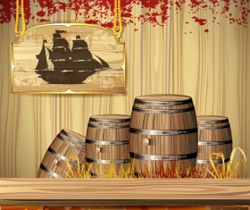 Wine barrels vector 05