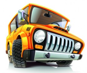 Funny car with travel elements vector 04