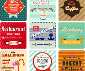 Different Retro food card vector 01