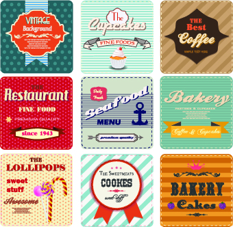 Different Retro food card vector 01