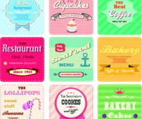 Different Retro food card vector 02