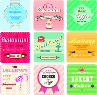 Different Retro food card vector 02