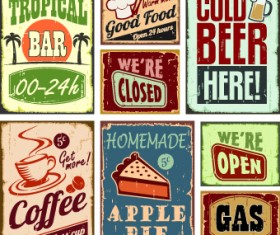 Different Retro food card vector 03
