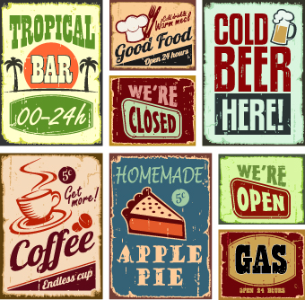 Different Retro food card vector 03