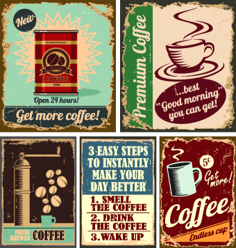 Different Retro food card vector 04