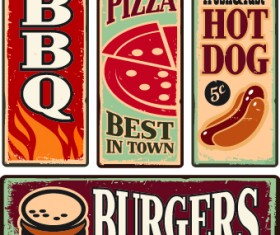 Different Retro food card vector 06