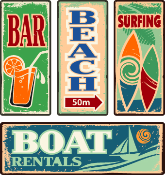 Different Retro food card vector 07