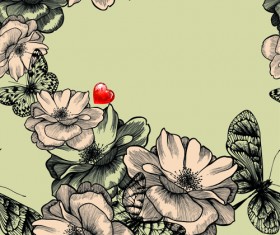 Hand drawn Floral art background 04