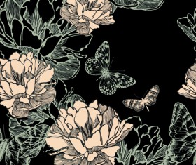 Hand drawn Floral art background 05