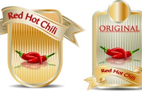 Food labels with Ribbon vector 01