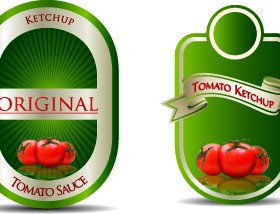Food labels with Ribbon vector 02