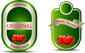 Food labels with Ribbon vector 02