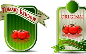 Food labels with Ribbon vector 03