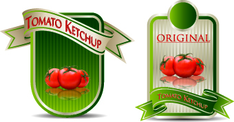 Food labels with Ribbon vector 03