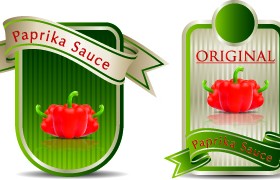 Food labels with Ribbon vector 04