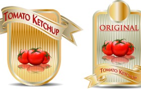 Food labels with Ribbon vector 05