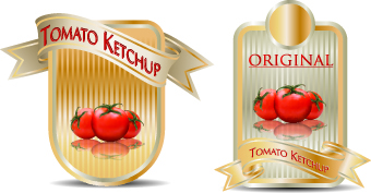 Food labels with Ribbon vector 05