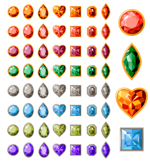 Colorful Gems design vector 02