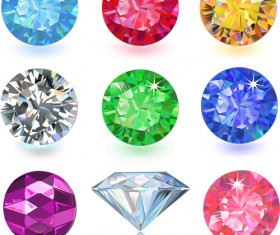Colorful Gems design vector 04
