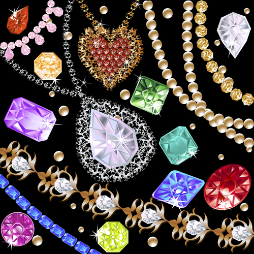 Colorful Gems design vector 05