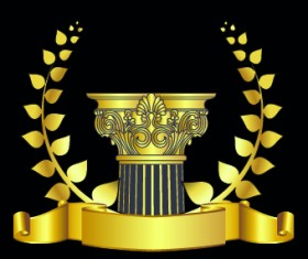 Golden laurel wreath design vector 01