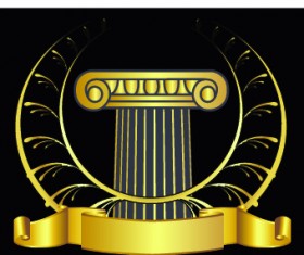 Golden laurel wreath design vector 02