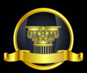 Golden laurel wreath design vector 03