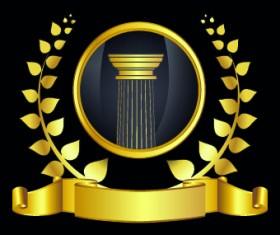 Golden laurel wreath design vector 04