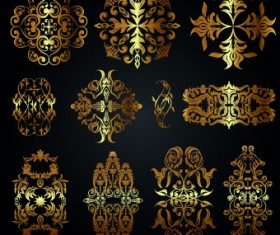 Golden calligraphic ornaments with labels vector 02